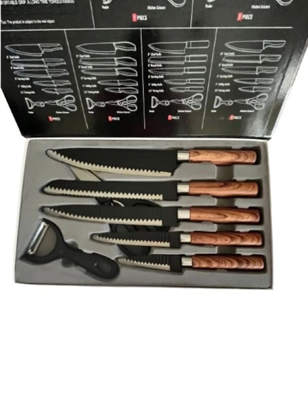 🆕- 7-Piece Kitchen Knife Set with Wooden. Handles. New in Box.